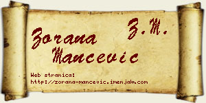Zorana Mančević vizit kartica